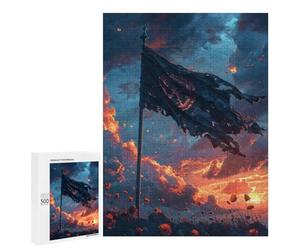 500 PCS Puzzles for Adults Warrior's Sunset Flag Jigsaw Puzzles for Adults Improve Memory Help The Brain Exercise Gifts for Friends And Family 500 PCS
