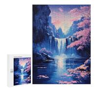 500 PCS Puzzles for Adults Waterfall Serenity Cherry Blossom Nature Jigsaws for Adults Relax Games Presents for Women Birthday And Unique Gifts 500 PCS