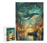 500 PCS Puzzles for Adults Whale in Fantasy City Jigsaw Puzzles for Adults Improve Memory Help The Brain Exercise Gifts for Friends And Family 500 PCS