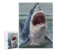 500 PCS Puzzles for Adults White Shark Attack Paintin Jigsaws for Adults Relax Games Presents for Women Birthday And Unique Gifts 500 PCS