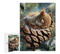 500 PCS Puzzles for Adults Winter Squirrel Pinecone Jigsaw Puzzles for Adults Improve Memory Help The Brain Exercise Gifts for Friends And Family 500 PCS