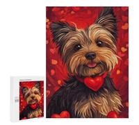 500 PCS Puzzles for Adults Yorkie Love Heart Necklace Jigsaw Puzzles for Adults Improve Memory Help The Brain Exercise Gifts for Friends And Family 500 PCS