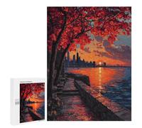 500 PCS Puzzles for Teenagers Autumn Sunset Cityscape Jigsaw Puzzles for Teenagers Staycation Kill Time Help The Brain Exercise Family Fun & Game Night 500 PCS