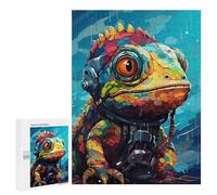500 PCS Puzzles for Teenagers Colorful Lizard Astronaut Art Print Jigsaw Puzzles for Teenagers Staycation Kill Time Help The Brain Exercise Family Fun & Game Night 500 PCS