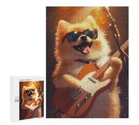 500 PCS Puzzles for Teenagers Pomeranian Playing Guitar Jigsaw Puzzles for Teenagers Staycation Kill Time Help The Brain Exercise Family Fun & Game Night 500 PCS