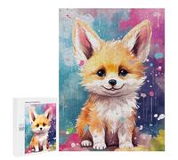 500 PCS Puzzles for Teenagers Rainbow Fox Cub Art Print Jigsaw Puzzles for Teenagers Staycation Kill Time Help The Brain Exercise Family Fun & Game Night 500 PCS
