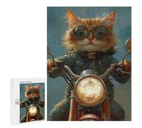 500 PCS Puzzles for Teenagers Rider Cat Biker Style -3 Jigsaw Puzzles for Teenagers Staycation Kill Time Help The Brain Exercise Family Fun & Game Night 500 PCS