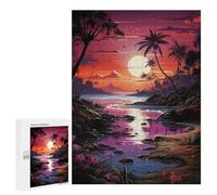 500 PCS Puzzles for Teenagers Tropical Sunset Landscape-2 Jigsaw Puzzles for Teenagers Staycation Kill Time Help The Brain Exercise Family Fun & Game Night 500 PCS
