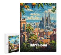 `500 PCS Puzzles for Teenagerss Barcelona Spain Cityscape Puzzles for Adults Family Games Difficult Challenge Help The Brain Exercise 500 PCS