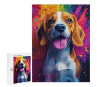 `500 PCS Puzzles for Teenagerss Beagle with Colorful Splashes Puzzles for Adults Family Games Difficult Challenge Help The Brain Exercise 500 PCS
