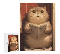500 PCS Puzzles for Teenagerss Chubby Cat on Toilet 2 Puzzle for Adults Fun Games Staycation Kill Time Help The Brain Exercise 500 PCS
