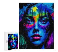 500 PCS Puzzles for Teenagerss Colorful Woman with Forest Silhouette Puzzle for Adults Fun Games Staycation Kill Time Help The Brain Exercise 500 PCS