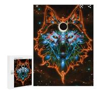 500 PCS Puzzles for Teenagerss Cosmic Wolf Art Print Puzzle for Adults Fun Games Staycation Kill Time Help The Brain Exercise 500 PCS