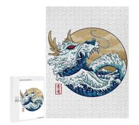 `500 PCS Puzzles for Teenagerss Dragon Wave Off Kanagawa Puzzles for Adults Family Games Difficult Challenge Help The Brain Exercise 500 PCS