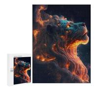 500 PCS Puzzles for Teenagerss Flaming Lion Digital Art Puzzle for Adults Fun Games Staycation Kill Time Help The Brain Exercise 500 PCS