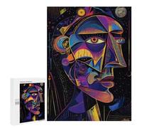 500 PCS Puzzles for Teenagerss Futuristic Abstract Vision - Neon Cubist Portrait Puzzle for Adults Fun Games Staycation Kill Time Help The Brain Exercise 500 PCS