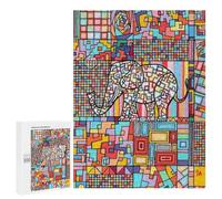 `500 PCS Puzzles for Teenagerss Geometric Abstract Mosaic Cubism Elephant Art Puzzles for Adults Family Games Difficult Challenge Help The Brain Exercise 500 PCS