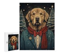 500 PCS Puzzles for Teenagerss Golden Dog Christmas Puzzle for Adults Fun Games Staycation Kill Time Help The Brain Exercise 500 PCS