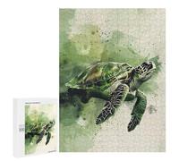 500 PCS Puzzles for Teenagerss Green Sea Turtle Watercolor Puzzle for Adults Fun Games Staycation Kill Time Help The Brain Exercise 500 PCS