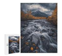 500 PCS Puzzles for Teenagerss Mountain Stream in Autumn Puzzle for Adults Fun Games Staycation Kill Time Help The Brain Exercise 500 PCS