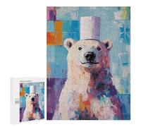 500 PCS Puzzles for Teenagerss Polar Bear in A Top Hat Puzzle for Adults Fun Games Staycation Kill Time Help The Brain Exercise 500 PCS