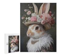 500 PCS Puzzles for Teenagerss Rabbit in A Floral Hat Puzzle for Adults Fun Games Staycation Kill Time Help The Brain Exercise 500 PCS