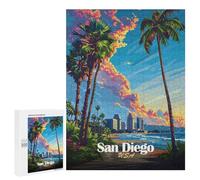 `500 PCS Puzzles for Teenagerss San Diego Sunset Puzzles for Adults Family Games Difficult Challenge Help The Brain Exercise 500 PCS