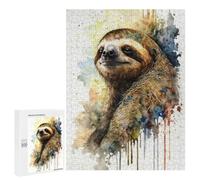 500 PCS Puzzles for Teenagerss Sloth Watercolor Design Puzzle for Adults Fun Games Staycation Kill Time Help The Brain Exercise 500 PCS