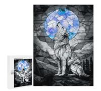 `500 PCS Puzzles for Teenagerss Stained Glass Wolf Puzzles for Adults Family Games Difficult Challenge Help The Brain Exercise 500 PCS