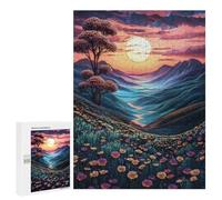 500 PCS Puzzles for Teenagerss Sunset Mountain Valley Puzzle for Adults Fun Games Staycation Kill Time Help The Brain Exercise 500 PCS