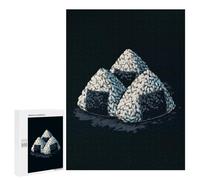 500 PCS Puzzles for Teenagerss Three Onigiri Illustration on Dark Background Puzzle for Adults Fun Games Staycation Kill Time Help The Brain Exercise 500 PCS