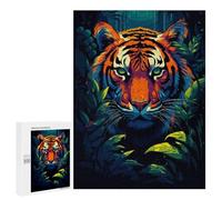 500 PCS Puzzles for Teenagerss Tiger Tropical Pixel Art Puzzle for Adults Fun Games Staycation Kill Time Help The Brain Exercise 500 PCS