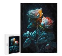 500 PCS Puzzles for Teenagerss White Pink Rose Flowers Puzzle for Adults Fun Games Staycation Kill Time Help The Brain Exercise 500 PCS