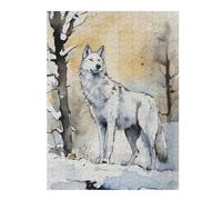 500 PCS Puzzles for Teenagerss White Wolf Watercolor Adult Jigsaw Brain Teaser Game Presents for Women for Birthday, Chrismas 500 PCS