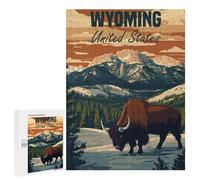 `500 PCS Puzzles for Teenagerss Wyoming Bison Landscape Puzzles for Adults Family Games Difficult Challenge Help The Brain Exercise 500 PCS