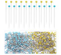 500 Pcs Quilting Pins Glass Head Sewing Pins 1.73in Straight Pin With Colored Heads For Fabric Long Stainless Steel Dressmaker Sewing Pin With Heads For Crafts Jewelry Making Diy Blue/Yellow