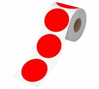 500 PCS Round Red Color Coding Circle Dots Inventory Stickers Labels with Perforation Line in Roll (3" in Diameter)