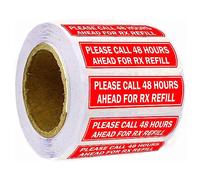 500 Pcs Rx Refill Labels - 0.5 x 1.5 Inch - Prescription & Veterinary Labels - White on Red
