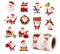 500 pcs Santa Christmas Stickers Roll Self-Adhesive Christmas Sealing Stickers Labels 2.5cm for Christmas Scrapbooking DIY Christmas Card Decor Xmas Gift Wrapping Party Decorations