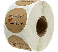 500 Pcs Self-Adhesive Handmade with Love Round Baking Sticker Kraft Self-Adhesive Decor Multi Scrapbooking Stickers for DIY Creations