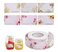 500 Pcs Self-Adhesive Jam Labels for Jars, 3x5cm, Easy Peel Off Sticky Food Labels With Flowers for Freezer, Kitchen Containers, and Bottles