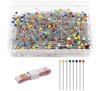500 Pcs Sewing Pins,38mm Glass Pins Sewing,Multicolored Tailoring Dressmaking Pin,Professional Dress Making Pin With Heads,Tailor's With Tape Measure,for Crafts Tailoring,Alterations,Quilting