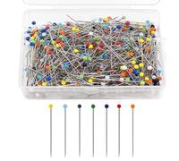 500 Pcs Sewing Pins for Dressmaking - 38mm Sharp Glass Coloured Head Pin for Quilting, Crafting & Dressmaking - Sewing Pins with Storage Box for Tailors, DIY Projects & Alterations
