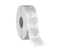 500 PCS Silver Glitter Heart Stickers, Silvery Metallic Sparkling Stickers Self Adhesive Waterproof Reflective Heart Stickers Love Decorative Labels for Wedding, Valentine’s Day Supplies (1” Each)