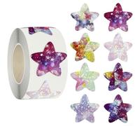 500 Pcs Space Star Stickers 2.5 cm Self-Paste Star Space Stickers, 500 Pcs per Roll, Purple Vinyl Decals for Kids Reward, Scrapbooking, Home & School Decoration(A)
