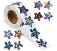 500 Pcs Space Star Stickers for Kids Reward, Colorful Pentagram Self Adhesive Sparkly Planet Stickers Potty Training Sticker Children Reward Roll Sticker for Home School Classroom Teacher (1" Each)