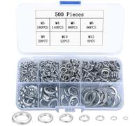 500 Pcs Spring Lock Washers, Rectangular Spring Spiral Split Lock Washers, DIN 127 Form B, M3 M4 M5 M6 M8 M10 M12