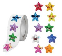 500 Pcs Star Sticker Waterproof Happy Faces Decorative Stickers for Journaling Scrapbooking and Star