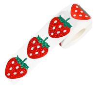 500 Pcs Strawberry Sticker Labels Decorative Sparkly Red Fruit Label for Envelopes Greeting Card