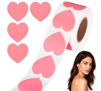 500 Pcs Tanning Stickers for Sunbed, Pink Heart Decals Roll, Removable Tan Labels for Body, Waterproof Love Heart Sticker for Valentine's Day Party Favors and Sunbathing